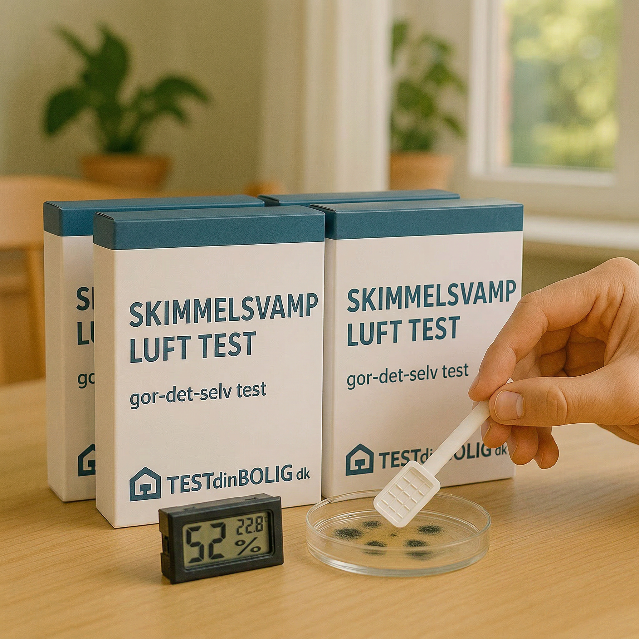 Skimmelsvamp lufttest 4-pak med mini-hygrometer